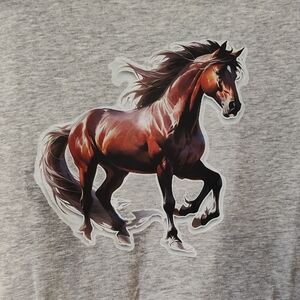 Tee-shirt Custom Made Horse Print Heather Gray Tee